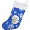 Caroline's Treasures CK3926CS Bichon Frise Winter Snowflakes Christmas Stocking Fireplace Hanging Stockings Christmas Season Party Decor Family Holiday Decorations view 2