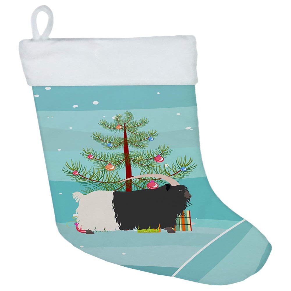 Caroline's Treasures BB9254CS Welsh Black-Necked Goat Christmas Christmas Stocking, Teal Fireplace Hanging Stockings Christmas Season Party Decor Family Holiday Decorations