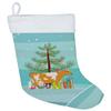 Caroline's Treasures BB9188CS Guernsey Cow Christmas Christmas Stocking, Teal Fireplace Hanging Stockings Christmas Season Party Decor Family Holiday Decorations view 1