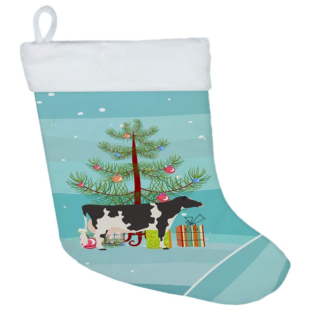 Caroline's Treasures BB9189CS Holstein Cow Christmas Christmas Stocking, Teal Fireplace Hanging Stockings Christmas Season Party Decor Family Holiday Decorations