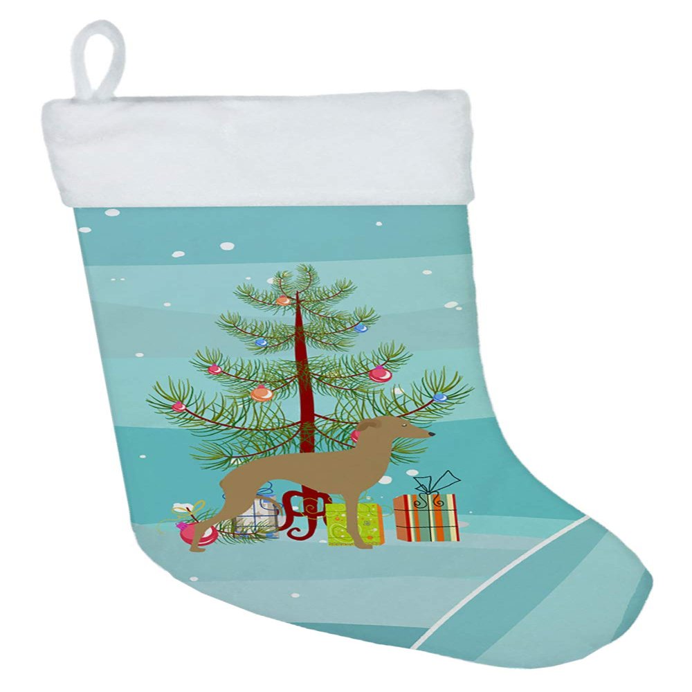 Caroline's Treasures BB2932CS Italian Greyhound Merry Christmas Tree Christmas Stocking Fireplace Hanging Stockings Christmas Season Party Decor Family Holiday Decorations