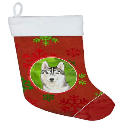 Caroline's Treasures CK4007CS Christmas Snowflakes Siberian Husky Christmas Stocking Fireplace Hanging Stockings Christmas Season Party Decor Family Holiday Decorations