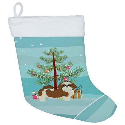 Caroline's Treasures CK3563CS Shih Tzu Christmas Tree Christmas Stocking Fireplace Hanging Stockings Christmas Season Party Decor Family Holiday Decorations