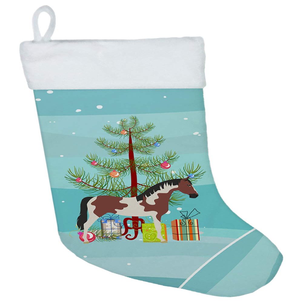 Caroline's Treasures BB9274CS Pinto Horse Christmas Christmas Stocking, Teal Fireplace Hanging Stockings Christmas Season Party Decor Family Holiday Decorations