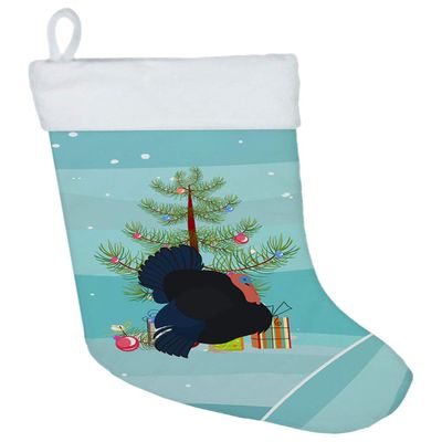 Caroline's Treasures BB9352CS Norfolk Black Turkey Christmas Christmas Stocking, Teal Fireplace Hanging Stockings Christmas Season Party Decor Family Holiday Decorations