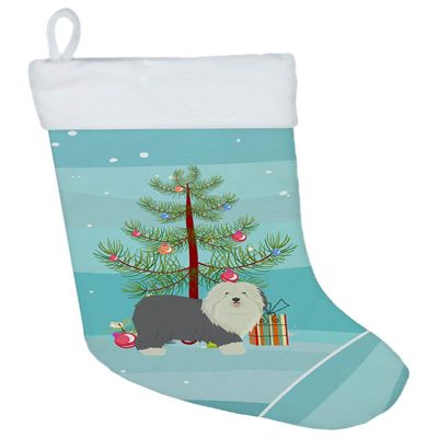 Caroline's Treasures CK3552CS Old English Sheepdog Christmas Tree Christmas Stocking Fireplace Hanging Stockings Christmas Season Party Decor Family Holiday Decorations