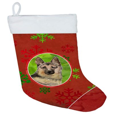 Caroline's Treasures CK3990CS Christmas Snowflakes German Shepherd Christmas Stocking Fireplace Hanging Stockings Christmas Season Party Decor Family Holiday Decorations