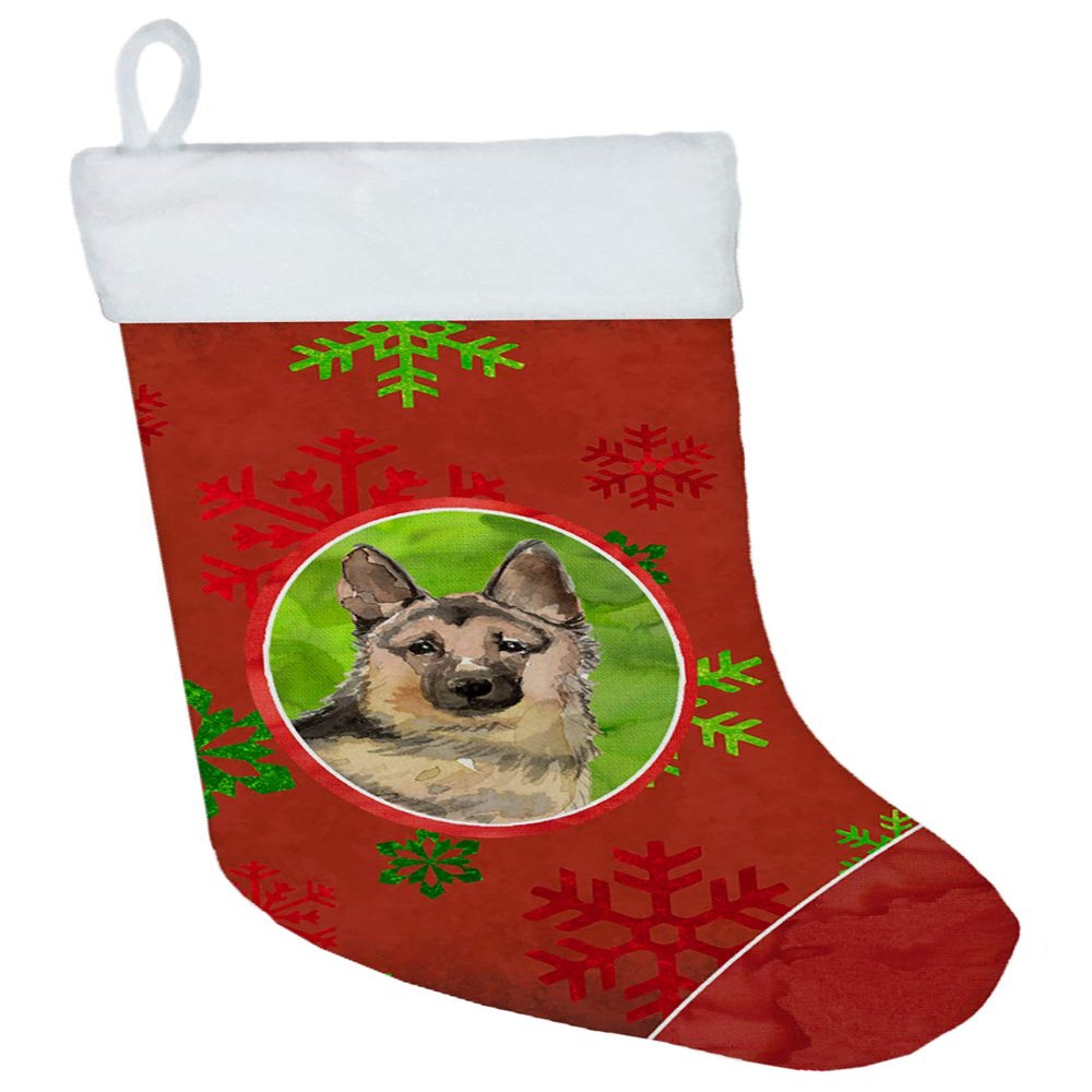 Caroline's Treasures CK3990CS Christmas Snowflakes German Shepherd Christmas Stocking Fireplace Hanging Stockings Christmas Season Party Decor Family Holiday Decorations