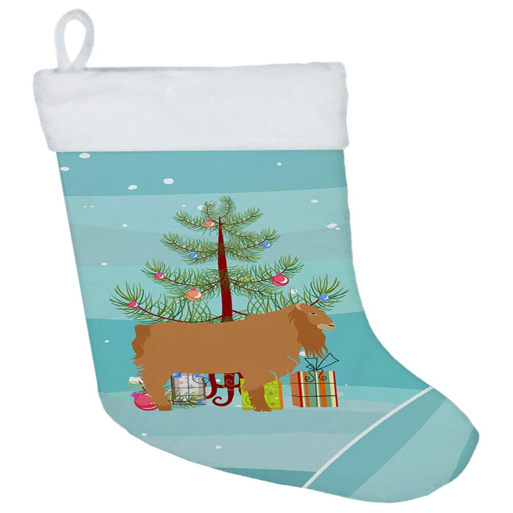 Caroline's Treasures BB9252CS American Lamancha Goat Christmas Christmas Stocking, Teal Fireplace Hanging Stockings Christmas Season Party Decor Family Holiday Decorations