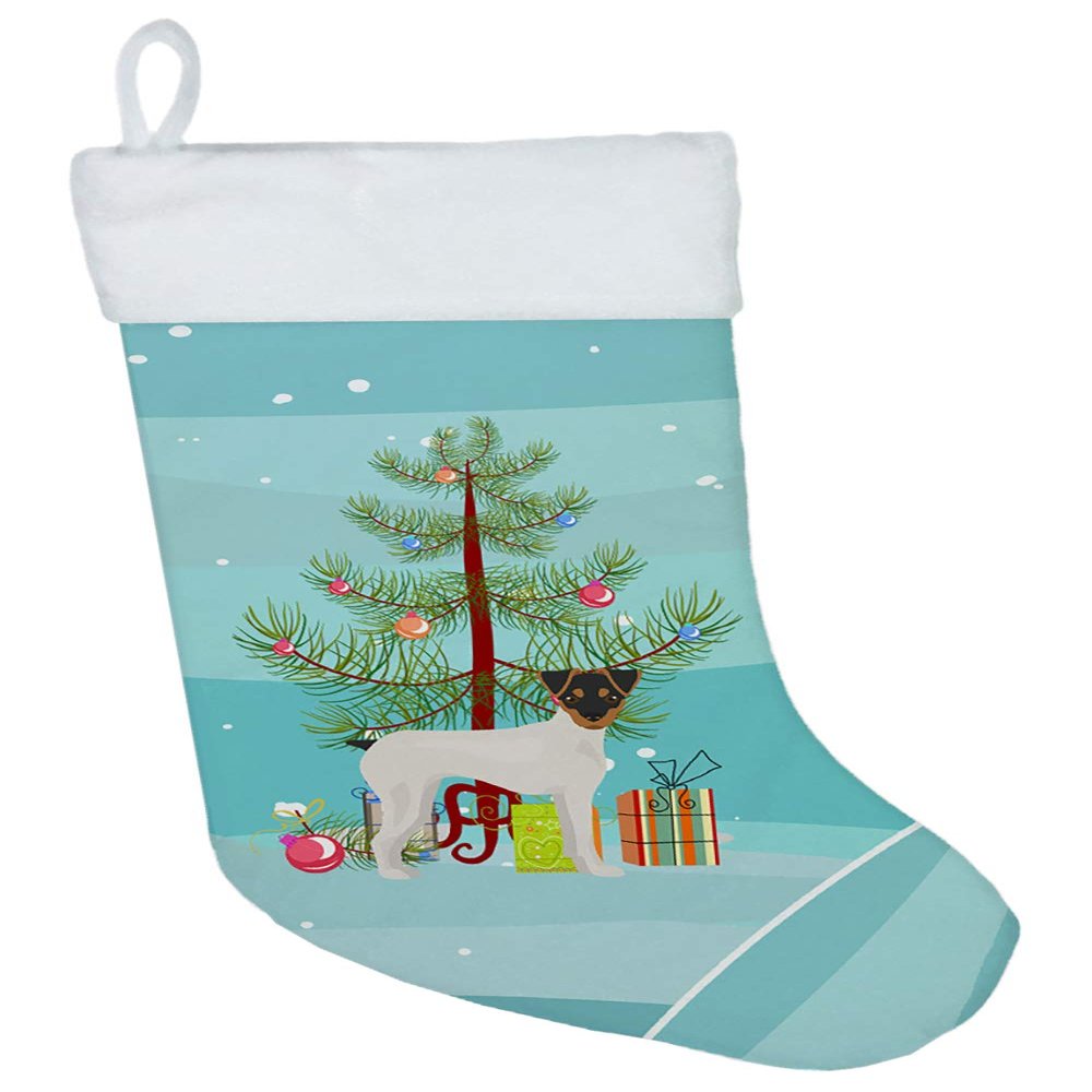 Caroline's Treasures CK3464CS Japanese Terrier Christmas Tree Christmas Stocking Fireplace Hanging Stockings Christmas Season Party Decor Family Holiday Decorations