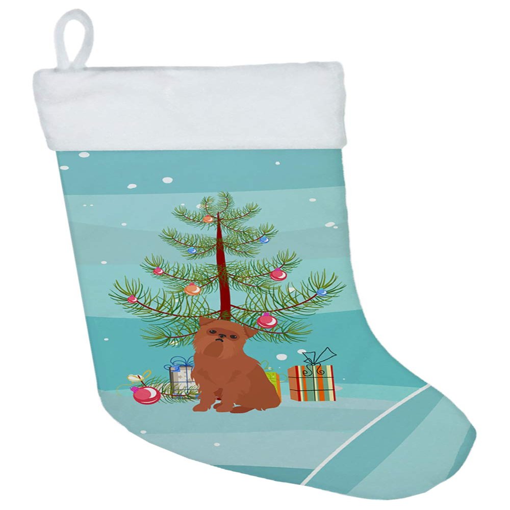 Caroline's Treasures CK3494CS Brussels Griffon Christmas Tree Christmas Stocking Fireplace Hanging Stockings Christmas Season Party Decor Family Holiday Decorations