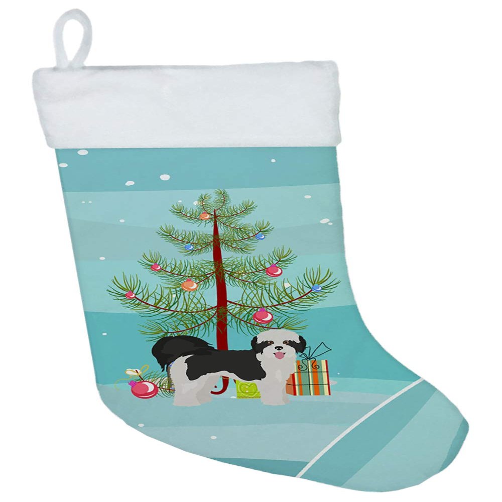 Caroline's Treasures CK3885CS Zuchon #2 Christmas Tree Christmas Stocking Fireplace Hanging Stockings Christmas Season Party Decor Family Holiday Decorations