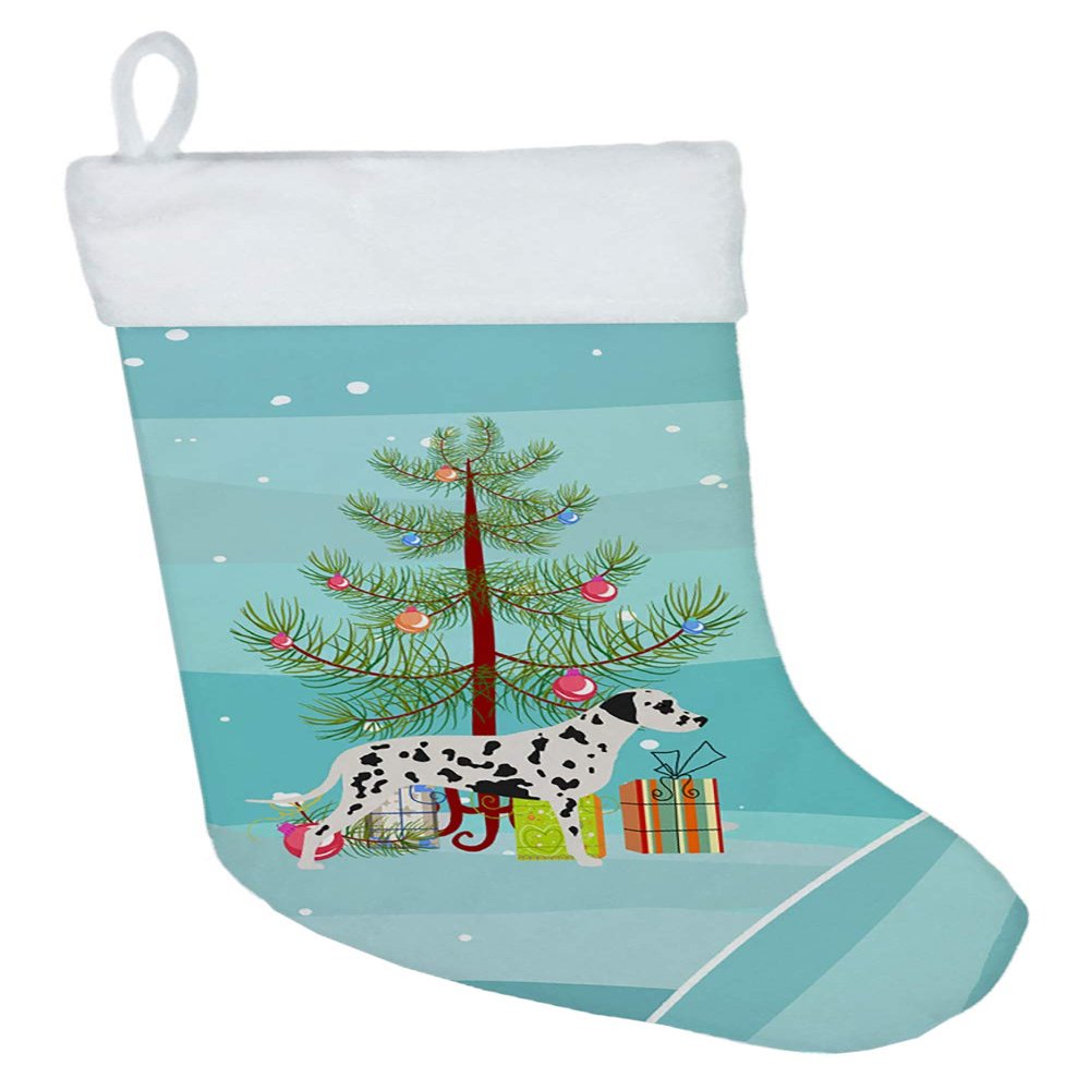 Caroline's Treasures BB2901CS Dalmatian Merry Christmas Tree Christmas Stocking Fireplace Hanging Stockings Christmas Season Party Decor Family Holiday Decorations