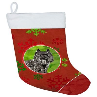 Caroline's Treasures CK4031CS Christmas Snowflakes Bouvier des Flandres Christmas Stocking Fireplace Hanging Stockings Christmas Season Party Decor Family Holiday Decorations