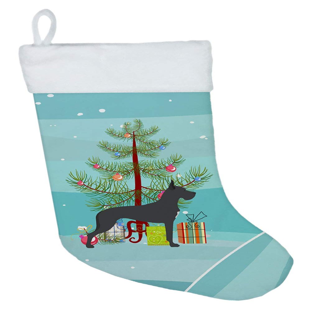 Caroline's Treasures BB2993CS Great Dane Merry Christmas Tree Christmas Stocking Fireplace Hanging Stockings Christmas Season Party Decor Family Holiday Decorations
