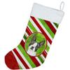 Caroline's Treasures CK4104CS Boston Terrier Christmas Candy Stripe Christmas Stocking Fireplace Hanging Stockings Christmas Season Party Decor Family Holiday Decorations view 3