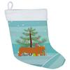 Caroline's Treasures BB9187CS Highland Cow Christmas Christmas Stocking, Teal Fireplace Hanging Stockings Christmas Season Party Decor Family Holiday Decorations view 1