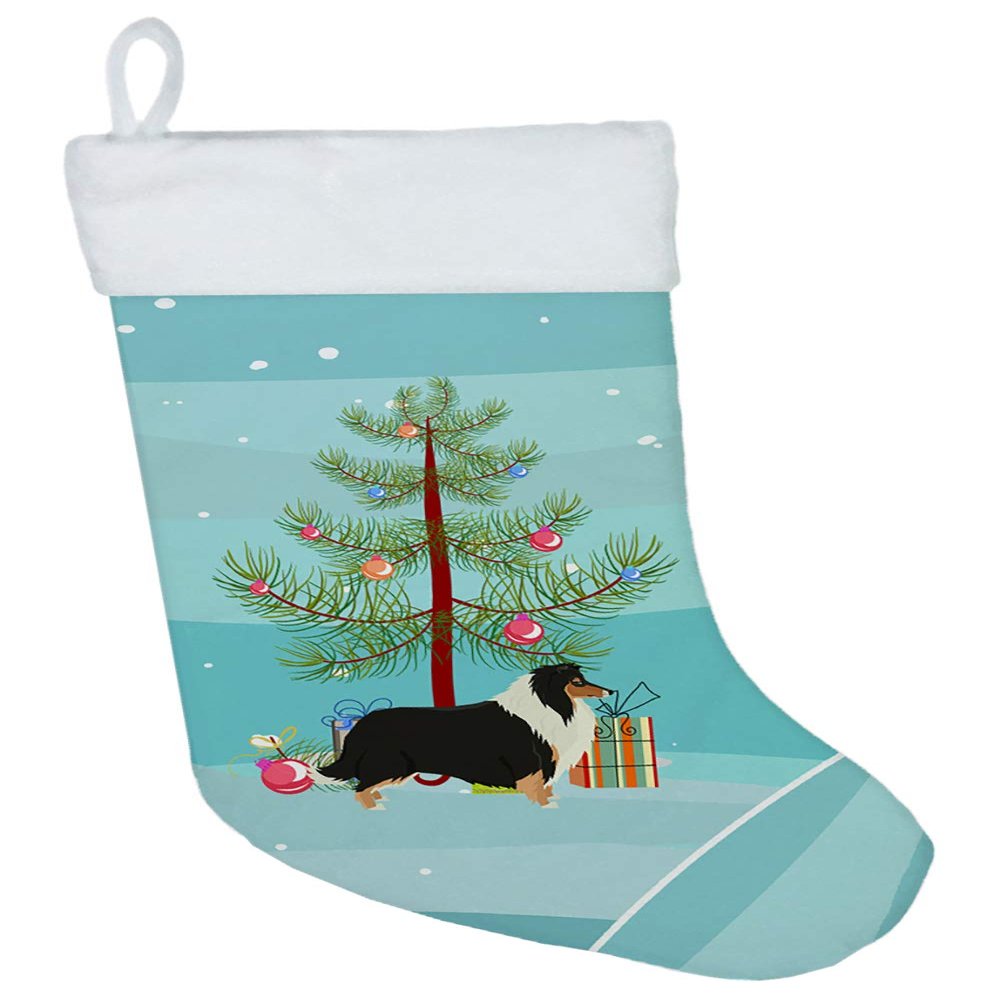 Caroline's Treasures CK3532CS Collie Christmas Tree Christmas Stocking Fireplace Hanging Stockings Christmas Season Party Decor Family Holiday Decorations