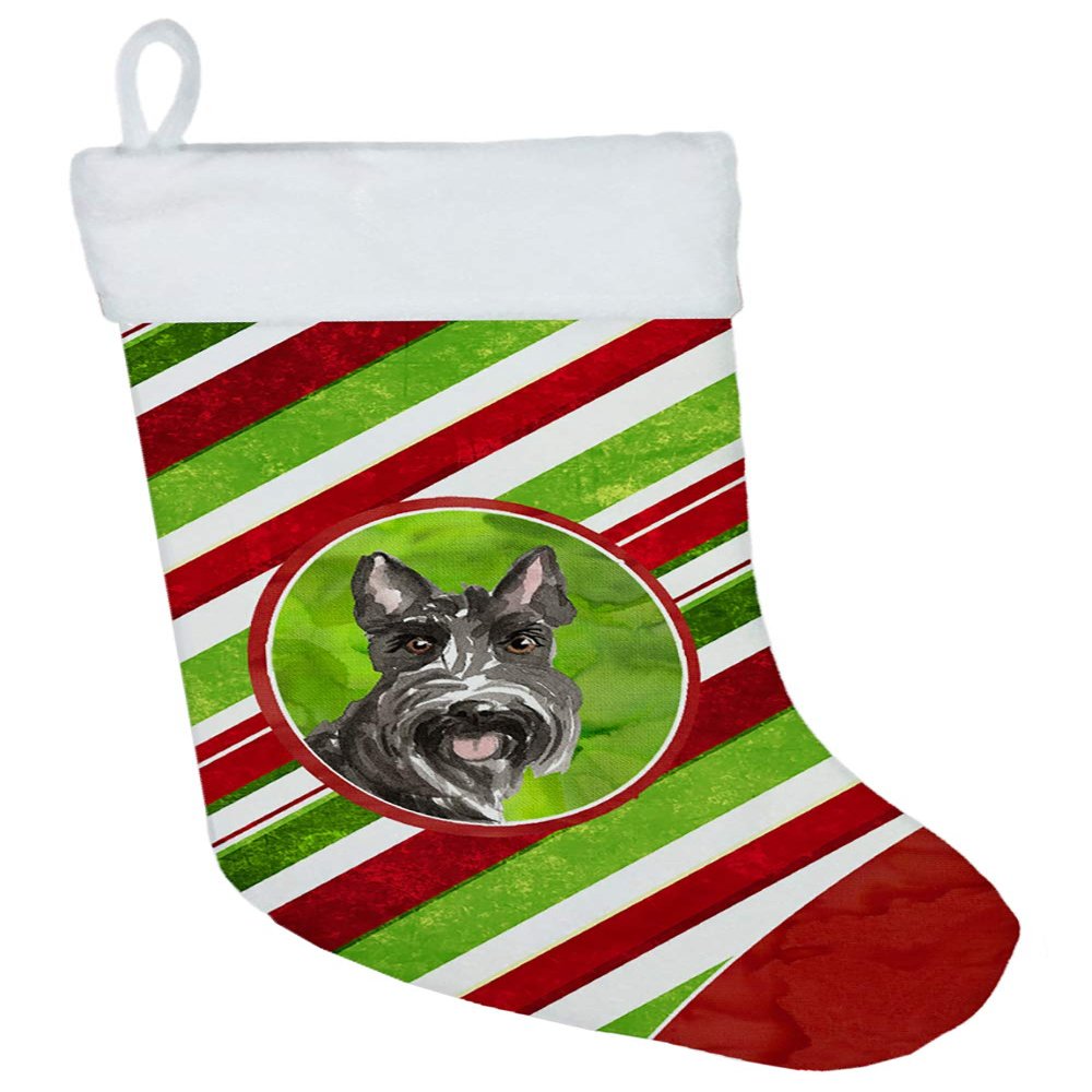 Caroline's Treasures CK4083CS Scottish Terrier Christmas Candy Stripe Christmas Stocking Fireplace Hanging Stockings Christmas Season Party Decor Family Holiday Decorations