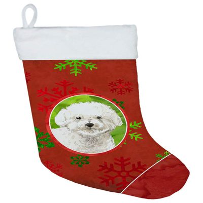 Caroline's Treasures CK4034CS Christmas Snowflakes Bichon Frise Christmas Stocking Fireplace Hanging Stockings Christmas Season Party Decor Family Holiday Decorations
