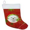 Caroline's Treasures CK4034CS Christmas Snowflakes Bichon Frise Christmas Stocking Fireplace Hanging Stockings Christmas Season Party Decor Family Holiday Decorations view 1