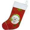 Caroline's Treasures CK4034CS Christmas Snowflakes Bichon Frise Christmas Stocking Fireplace Hanging Stockings Christmas Season Party Decor Family Holiday Decorations view 2