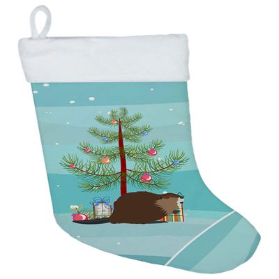Caroline's Treasures BB9240CS Eurasian Beaver Christmas Christmas Stocking, Teal Fireplace Hanging Stockings Christmas Season Party Decor Family Holiday Decorations