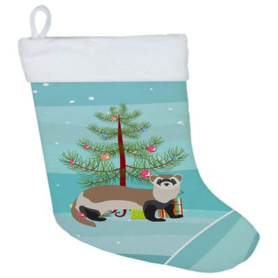 Caroline's Treasures BB9245CS Ferret Christmas Christmas Stocking, Teal Fireplace Hanging Stockings Christmas Season Party Decor Family Holiday Decorations