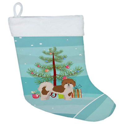 Caroline's Treasures CK3853CS Mal-Shi Christmas Tree Christmas Stocking Fireplace Hanging Stockings Christmas Season Party Decor Family Holiday Decorations