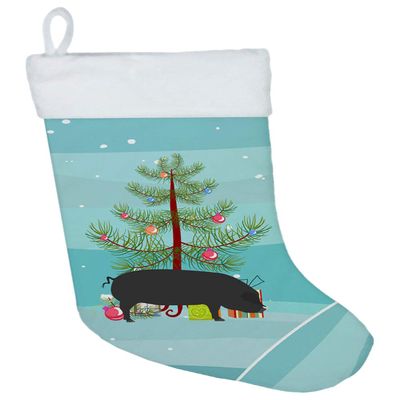 Caroline's Treasures BB9298CS Devon Large Black Pig Christmas Christmas Stocking, Teal Fireplace Hanging Stockings Christmas Season Party Decor Family Holiday Decorations