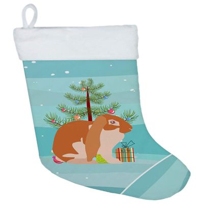 Caroline's Treasures BB9329CS English Lop Rabbit Christmas Christmas Stocking, Teal Fireplace Hanging Stockings Christmas Season Party Decor Family Holiday Decorations