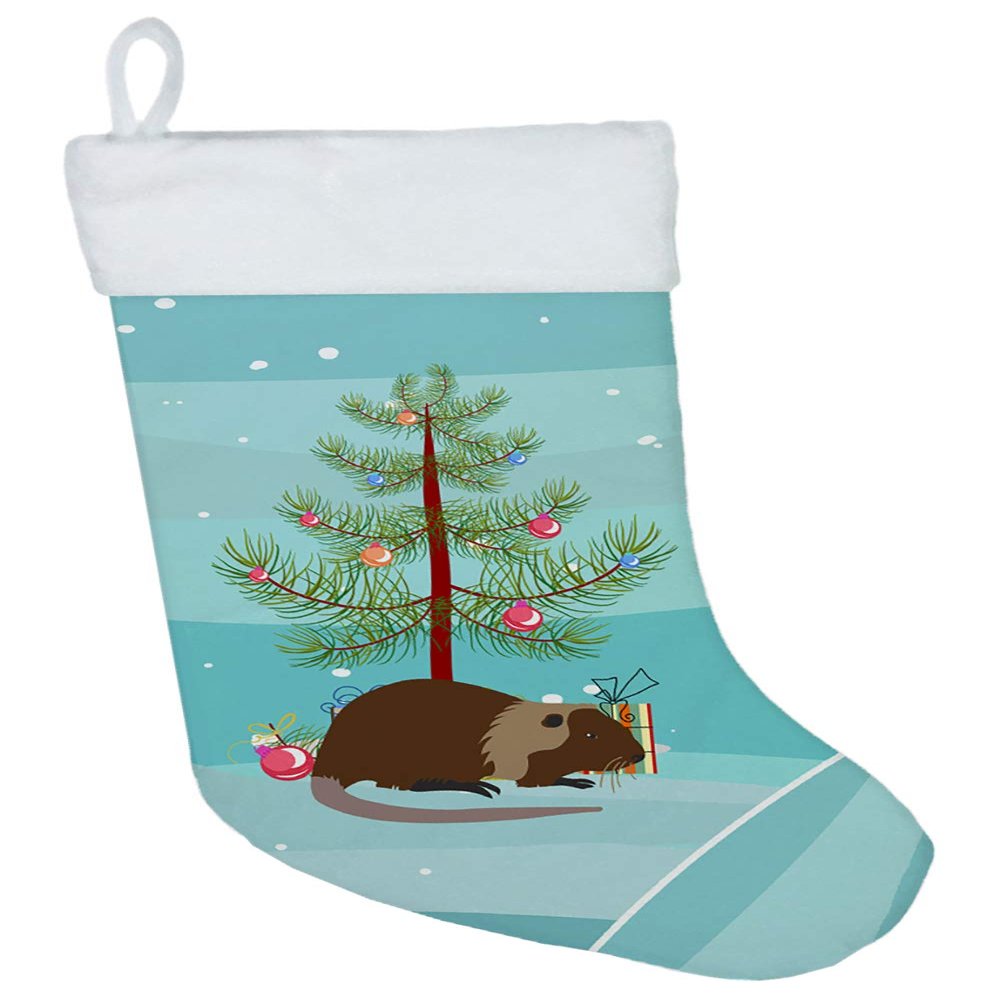 Caroline's Treasures BB9246CS Coypu Nutria River Rat Christmas Christmas Stocking, Teal Fireplace Hanging Stockings Christmas Season Party Decor Family Holiday Decorations