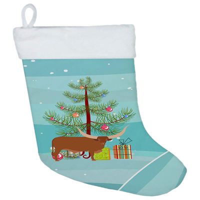 Caroline's Treasures BB9190CS Ankole-Watusu Cow Christmas Christmas Stocking, Teal Fireplace Hanging Stockings Christmas Season Party Decor Family Holiday Decorations