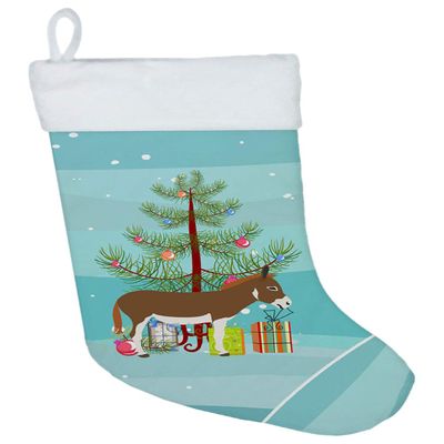 Caroline's Treasures BB9214CS Miniature Mediterranian Donkey Christmas Christmas Stocking, Teal Fireplace Hanging Stockings Christmas Season Party Decor Family Holiday Decorations