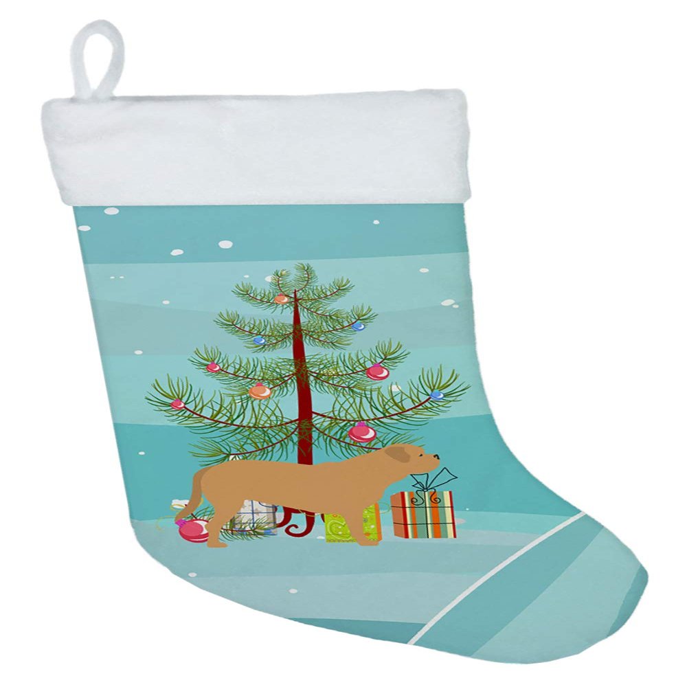 Caroline's Treasures BB2988CS Dogue de Bordeaux Merry Christmas Tree Christmas Stocking Fireplace Hanging Stockings Christmas Season Party Decor Family Holiday Decorations