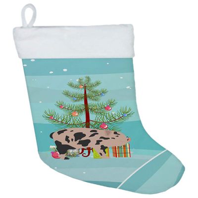 Caroline's Treasures BB9302CS Mini Miniature Pig Christmas Christmas Stocking, Teal Fireplace Hanging Stockings Christmas Season Party Decor Family Holiday Decorations