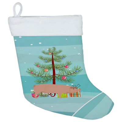 Caroline's Treasures BB9299CS American Landrace Pig Christmas Christmas Stocking, Teal Fireplace Hanging Stockings Christmas Season Party Decor Family Holiday Decorations