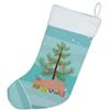 Caroline's Treasures BB9299CS American Landrace Pig Christmas Christmas Stocking, Teal Fireplace Hanging Stockings Christmas Season Party Decor Family Holiday Decorations view 2