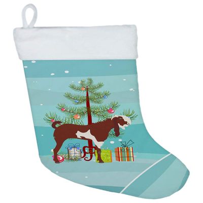 Caroline's Treasures BB9257CS Jamnapari Goat Christmas Christmas Stocking, Teal Fireplace Hanging Stockings Christmas Season Party Decor Family Holiday Decorations