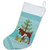 Caroline's Treasures BB9257CS Jamnapari Goat Christmas Christmas Stocking, Teal Fireplace Hanging Stockings Christmas Season Party Decor Family Holiday Decorations view 2