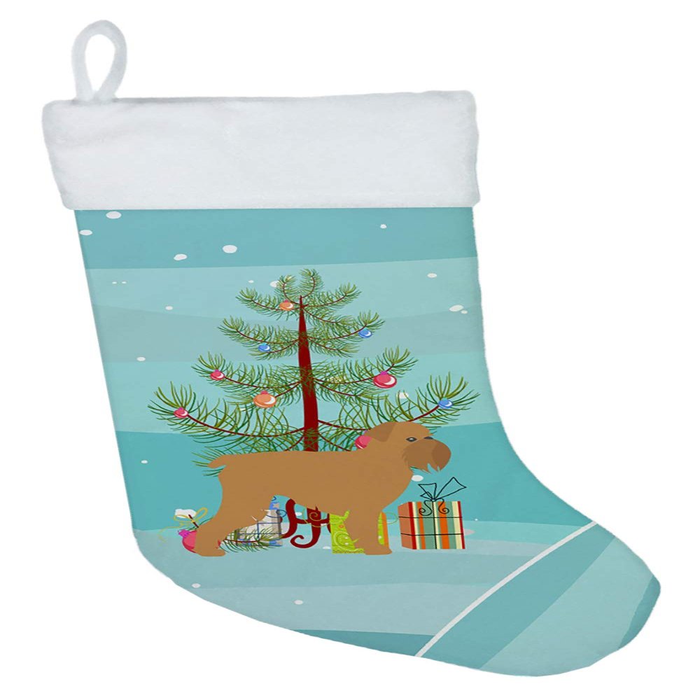 Caroline's Treasures BB2958CS Brussels Griffon Merry Christmas Tree Christmas Stocking Fireplace Hanging Stockings Christmas Season Party Decor Family Holiday Decorations