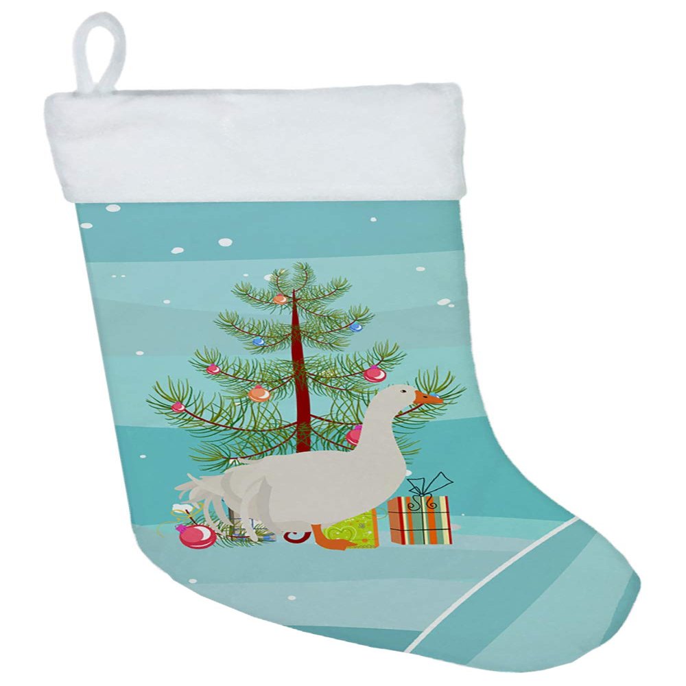 Caroline's Treasures BB9269CS Sebastopol Goose Christmas Christmas Stocking, Teal Fireplace Hanging Stockings Christmas Season Party Decor Family Holiday Decorations