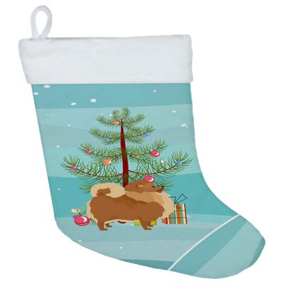 Caroline's Treasures CK3555CS Pomeranian Christmas Tree Christmas Stocking Fireplace Hanging Stockings Christmas Season Party Decor Family Holiday Decorations
