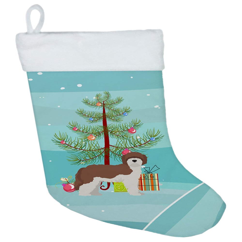 Caroline's Treasures CK3867CS Sheepadoodle Christmas Tree Christmas Stocking Fireplace Hanging Stockings Christmas Season Party Decor Family Holiday Decorations
