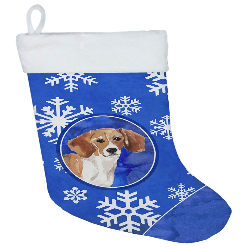 Caroline's Treasures CK3941CS Winter Snowflakes Beagle Christmas Stocking Fireplace Hanging Stockings Christmas Season Party Decor Family Holiday Decorations