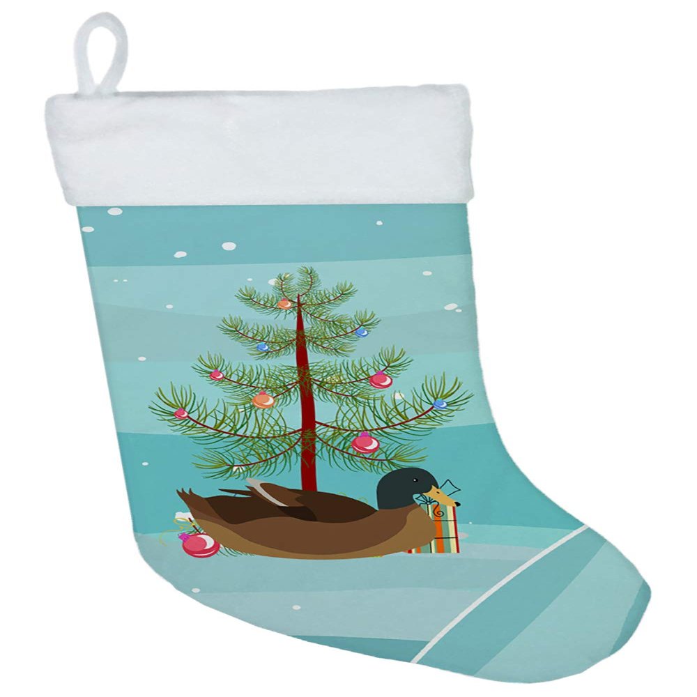 Caroline's Treasures BB9233CS Khaki Campbell Duck Christmas Christmas Stocking, Teal Fireplace Hanging Stockings Christmas Season Party Decor Family Holiday Decorations