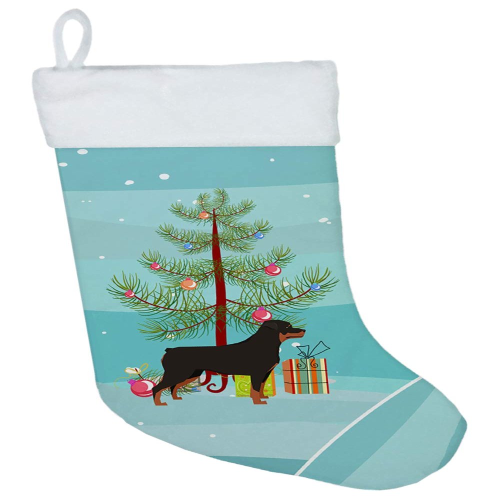 Caroline's Treasures CK3558CS Rottweiler Christmas Tree Christmas Stocking Fireplace Hanging Stockings Christmas Season Party Decor Family Holiday Decorations