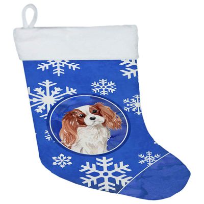 Caroline's Treasures CK3930CS Winter Snowflakes Blenheim Cavalier Spaniel Christmas Stocking Fireplace Hanging Stockings Christmas Season Party Decor Family Holiday Decorations