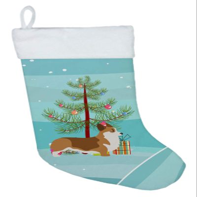 Caroline's Treasures BB2938CS Corgi Merry Christmas Tree Christmas Stocking Fireplace Hanging Stockings Christmas Season Party Decor Family Holiday Decorations