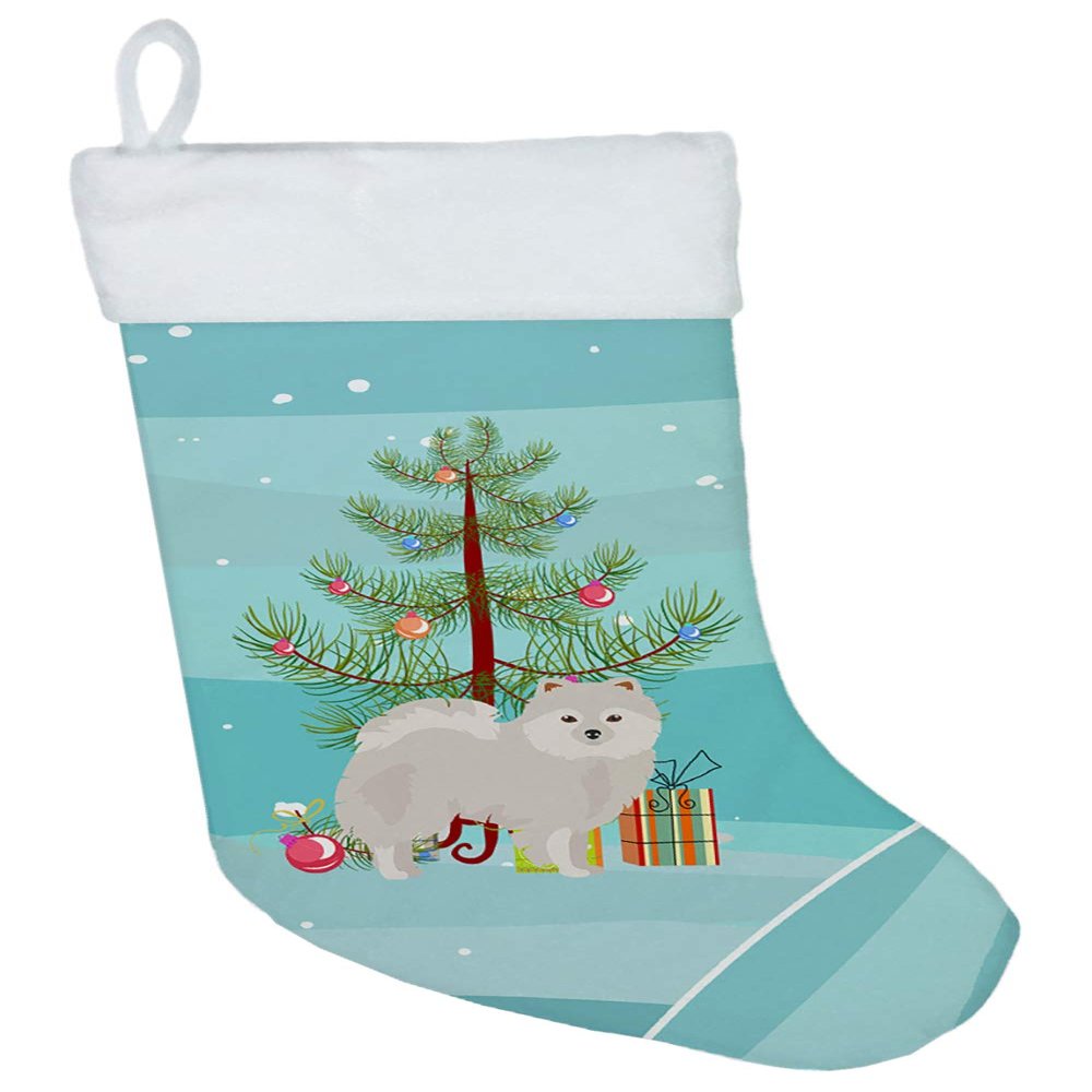 Caroline's Treasures CK3463CS Japanese Spitz Christmas Tree Christmas Stocking Fireplace Hanging Stockings Christmas Season Party Decor Family Holiday Decorations